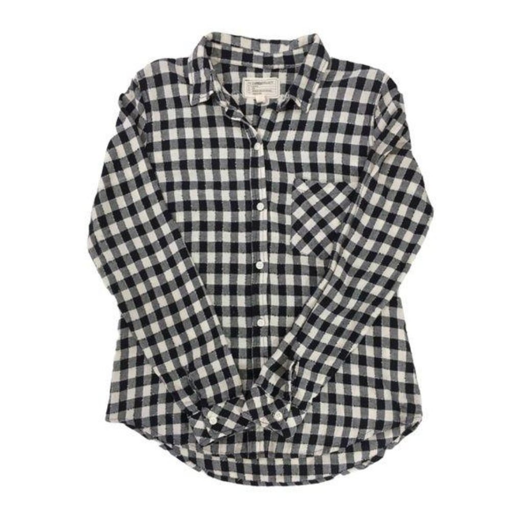 Current/Elliott Women’s Black and White Buffalo Check Button Down Shirt Size S